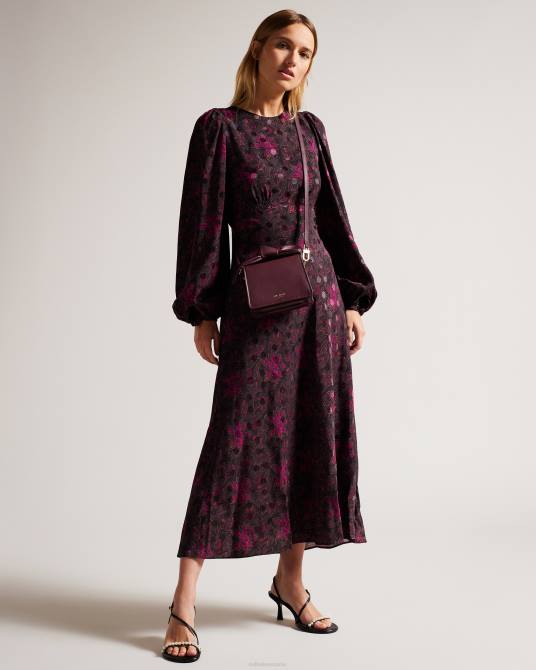 Ted Baker mujer 2ZFP678 bolsas bolso bandolera niyah con lazo y nudo suave Morado oscuro