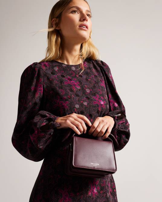 Ted Baker mujer 2ZFP678 bolsas bolso bandolera niyah con lazo y nudo suave Morado oscuro