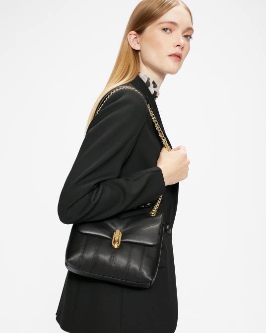Ted Baker mujer 2ZFP750 bolsas bolso bandolera ayalina mini acolchado de piel negro