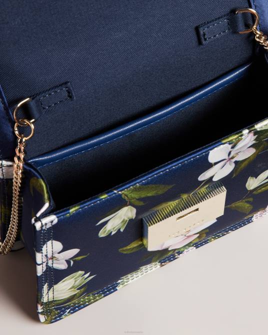 Ted Baker mujer 2ZFP751 bolsas bandolera jenia de satén con estampado floral azul oscuro