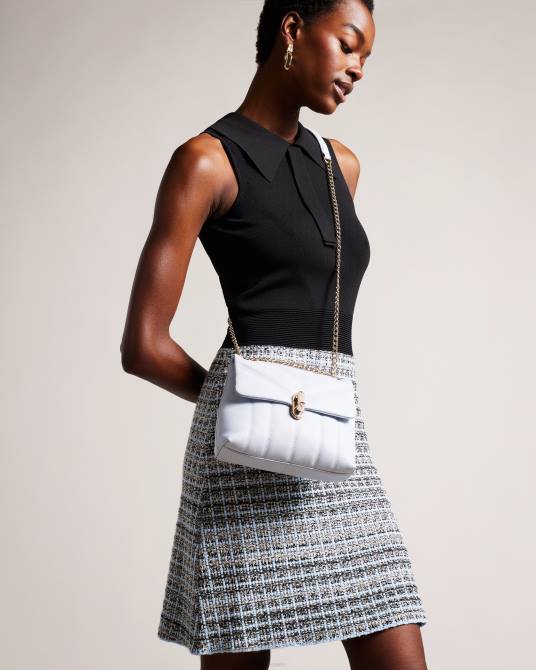 Ted Baker mujer 2ZFP752 bolsas bolso bandolera ayalina mini acolchado de piel azul claro