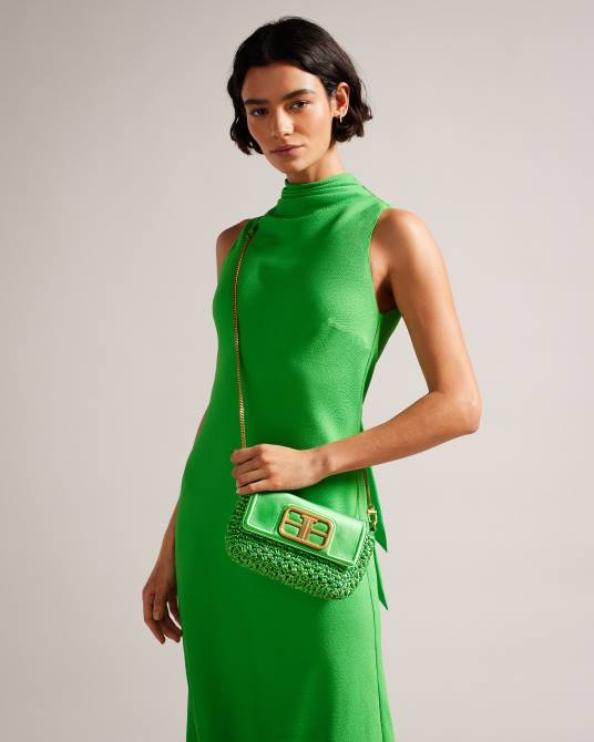 Ted Baker mujer 2ZFP809 bolsas bolso bandolera tikyra de satén y crochet verde