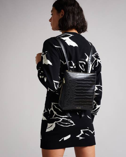 Ted Baker mujer 2ZFP746 bolsas mochila belax de poliuretano con efecto cocodrilo negro