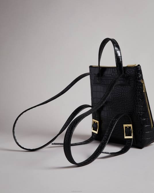 Ted Baker mujer 2ZFP746 bolsas mochila belax de poliuretano con efecto cocodrilo negro
