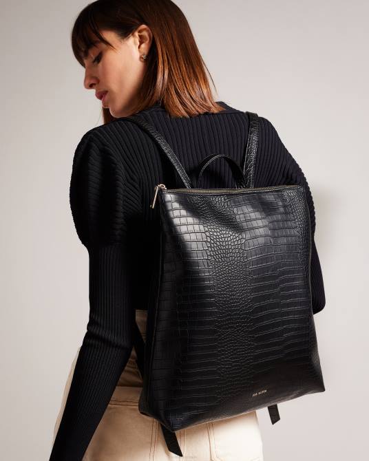 Ted Baker mujer 2ZFP787 bolsas mochila grande belux imitación cocodrilo negro