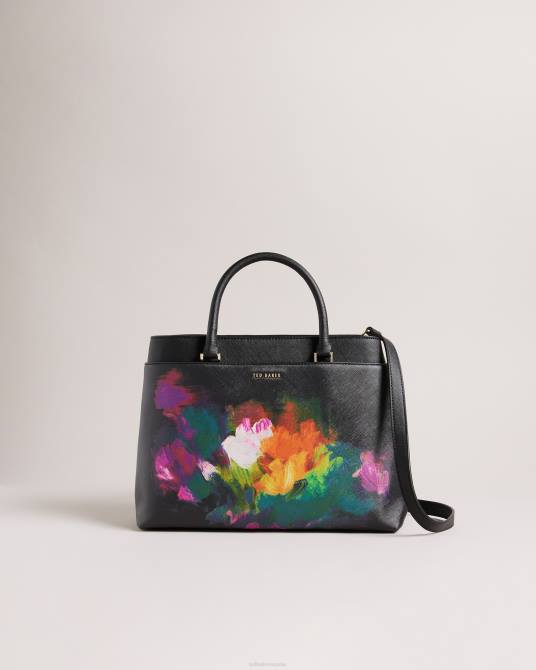 Ted Baker mujer 2ZFP682 bolsas bolso sanyar grande con estampado artístico negro
