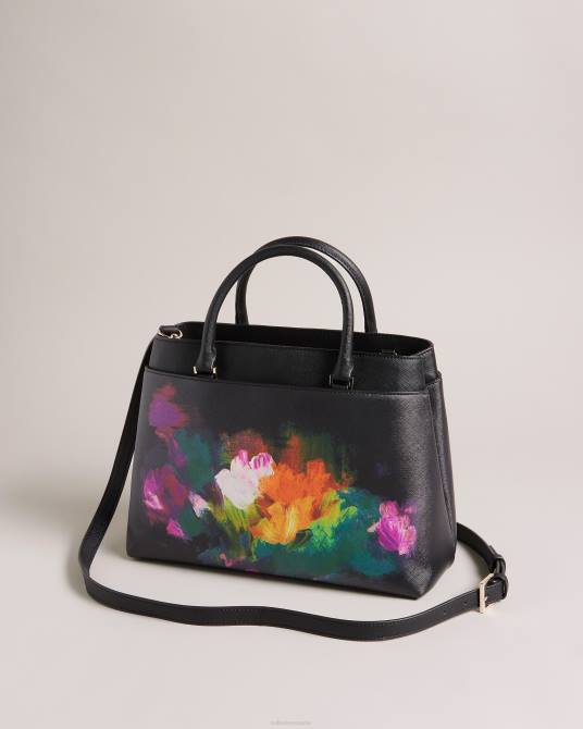 Ted Baker mujer 2ZFP682 bolsas bolso sanyar grande con estampado artístico negro