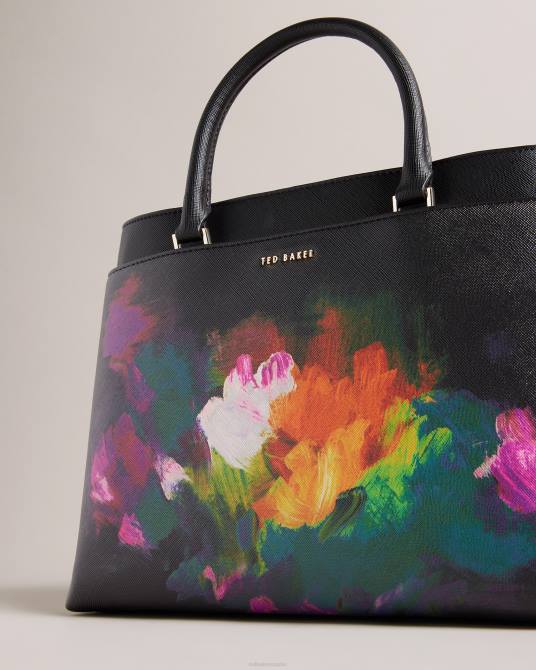 Ted Baker mujer 2ZFP682 bolsas bolso sanyar grande con estampado artístico negro