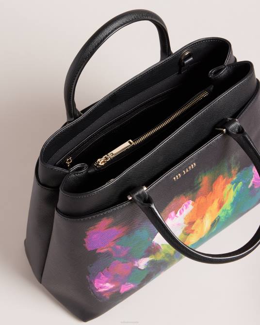 Ted Baker mujer 2ZFP682 bolsas bolso sanyar grande con estampado artístico negro