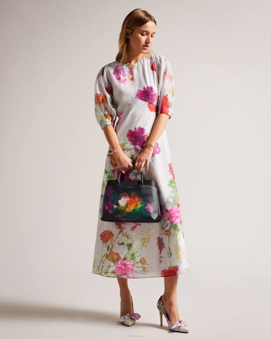 Ted Baker mujer 2ZFP682 bolsas bolso sanyar grande con estampado artístico negro