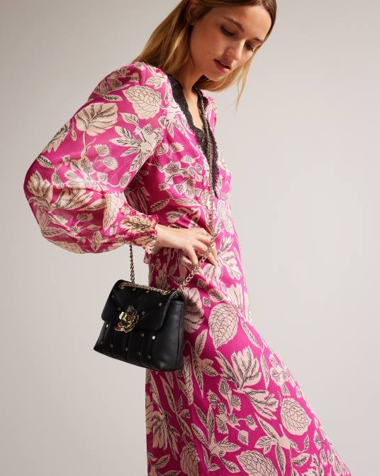 Ted Baker mujer 2ZFP712 bolsas bolso acolchado ayalisa de piel con tachuelas negro