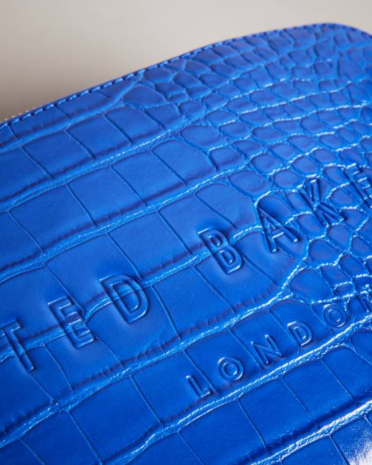 Ted Baker mujer 2ZFP781 bolsas bolso de maquillaje crocala con detalle de cocodrilo grabado azul brillante