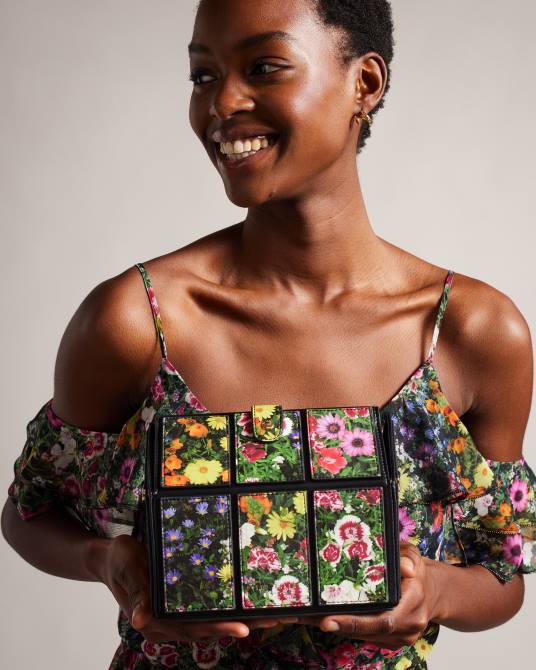 Ted Baker mujer 2ZFP788 bolsas bolso de invernadero floral grnhous negro