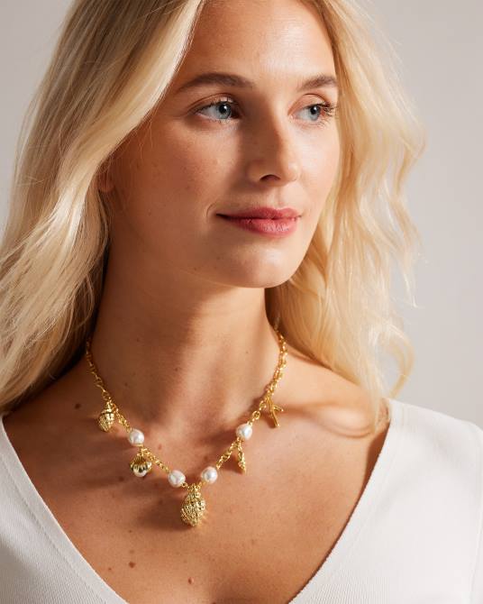 Ted Baker mujer 2ZFP973 joyas collar llamativo de conchas en espiral srenety color dorado