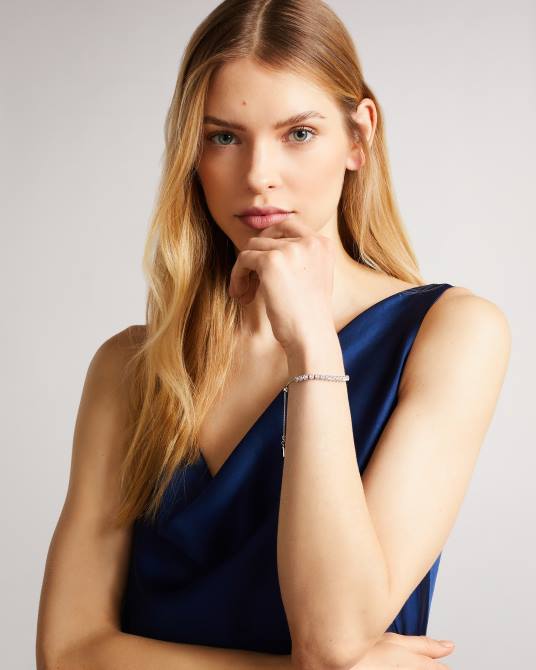 Ted Baker mujer 2ZFP969 joyas pulsera deslizante de cristal con icono de melrah color plata