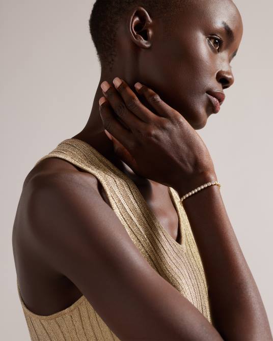 Ted Baker mujer 2ZFP992 joyas pulsera deslizante de cristal con icono de melrah color dorado