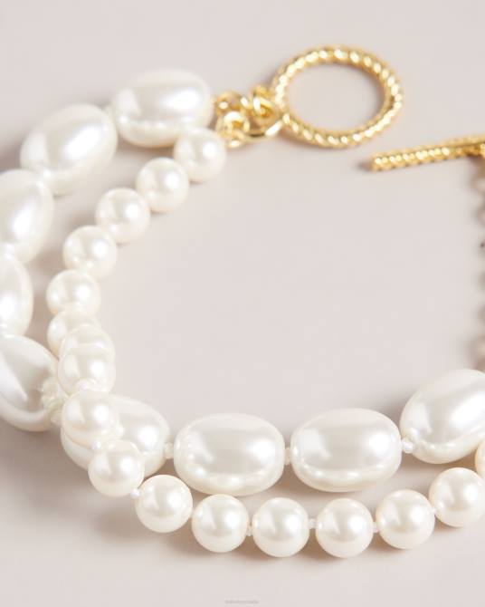 Ted Baker mujer 2ZFP997 joyas pulsera parkah de doble hebra con perlas de cristal color dorado
