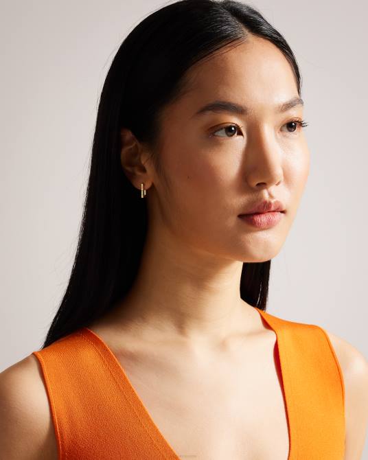 Ted Baker mujer 2ZFP1008 joyas pendientes senrii pequeños con bisagra cuadrada color dorado