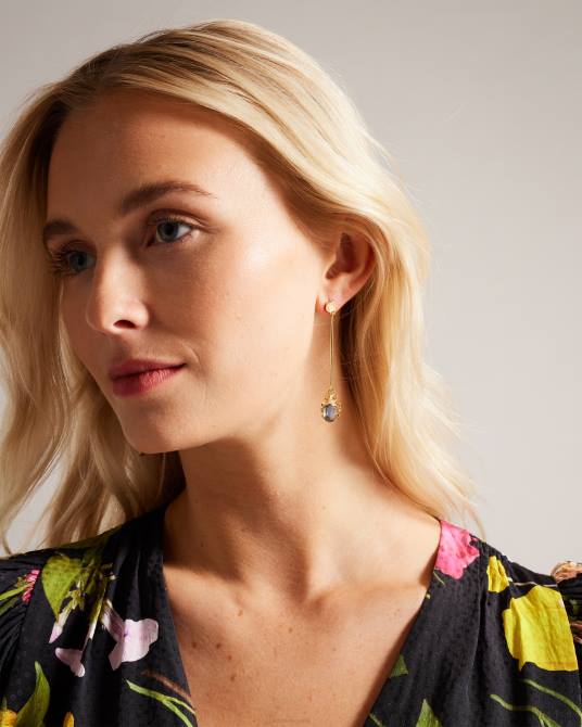 Ted Baker mujer 2ZFP1024 joyas Pendientes colgantes de cristal Love Bug de Lenniee color dorado