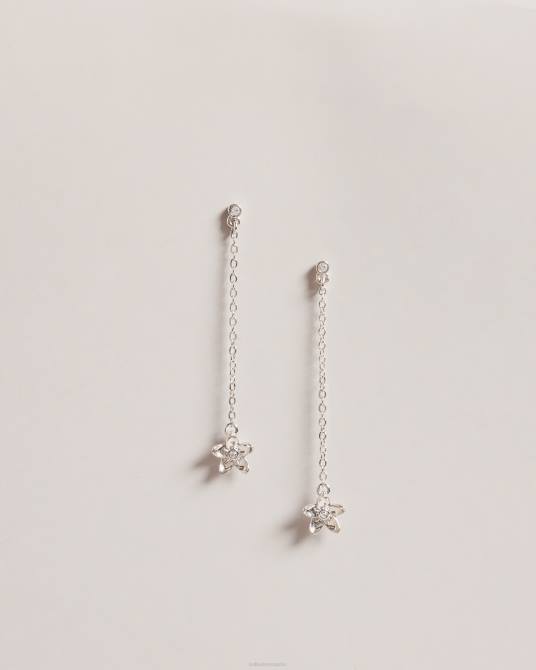 Ted Baker mujer 2ZFP1036 joyas aretes colgantes con forma de flor de bayylor color plata