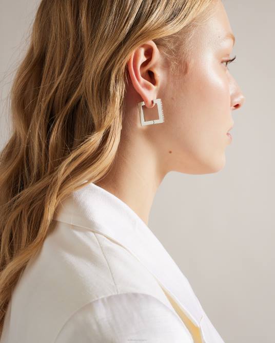 Ted Baker mujer 2ZFP1052 joyas pendientes grandes con bisagras cuadradas saadiey color plata