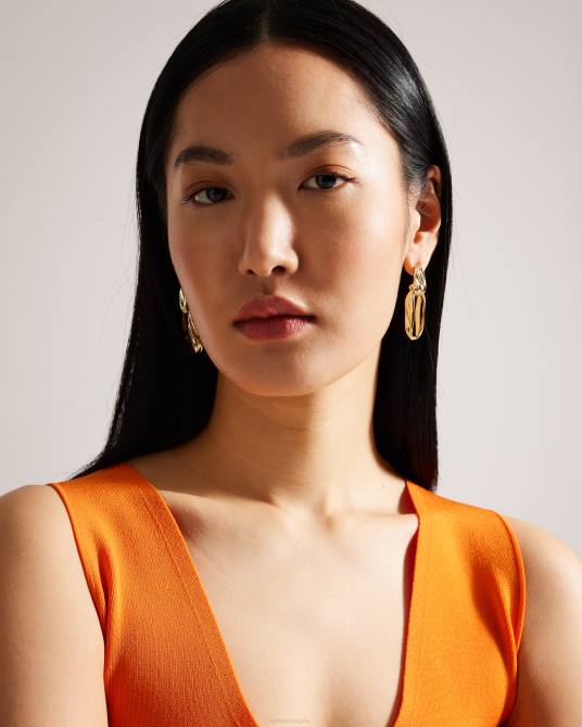 Ted Baker mujer 2ZFP1057 joyas pendientes colgantes con cadena ondulada de Rendali color dorado