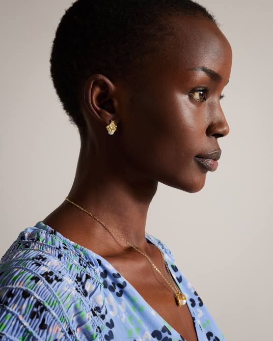 Ted Baker mujer 2ZFP1058 joyas aretes de concha de almeja callien color dorado