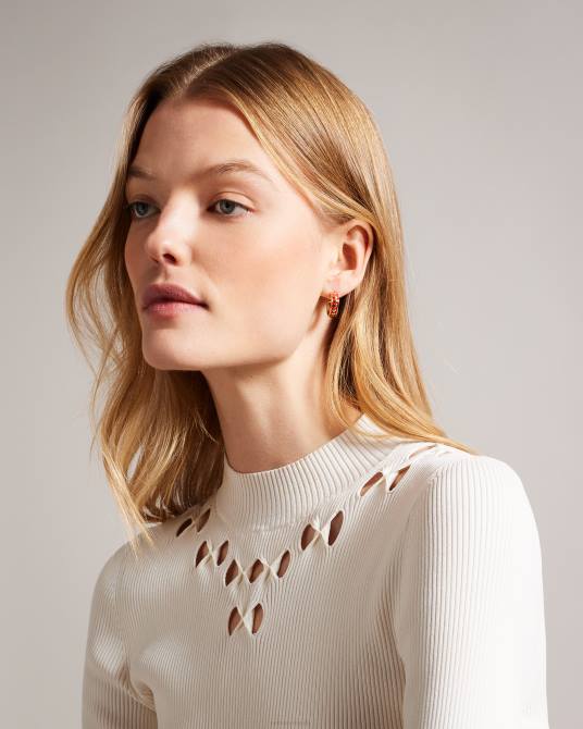 Ted Baker mujer 2ZFP1067 joyas aretes de aro con corazón esmaltado Emrie rojo