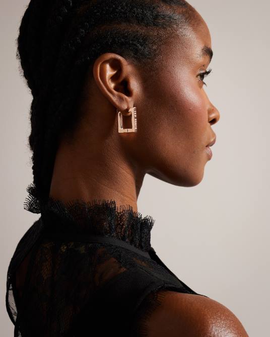 Ted Baker mujer 2ZFP1077 joyas pendientes grandes con bisagras cuadradas saadiey color oro rosa