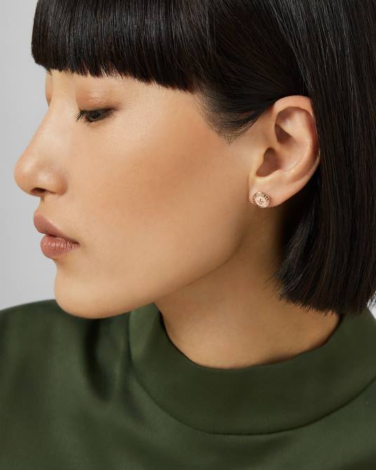 Ted Baker mujer 2ZFP1099 joyas aretes con botón esmaltado Eisley Bebé rosa