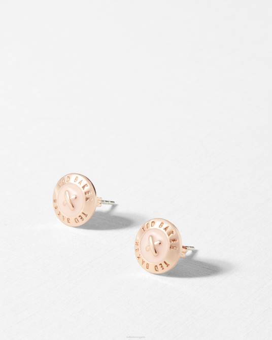 Ted Baker mujer 2ZFP1099 joyas aretes con botón esmaltado Eisley Bebé rosa