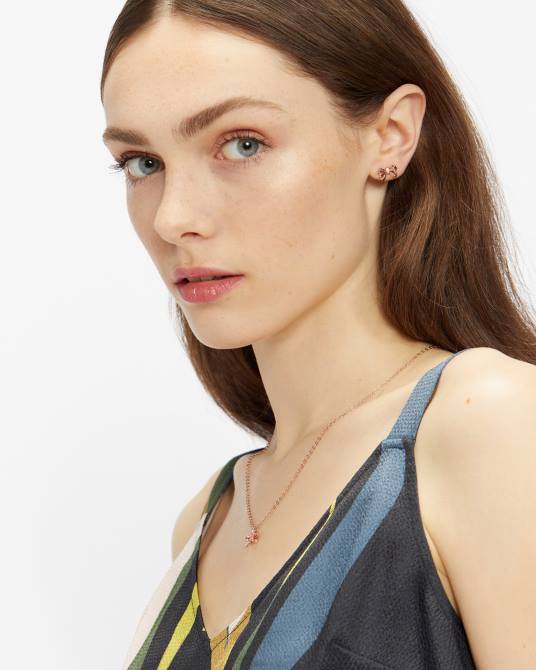 Ted Baker mujer 2ZFP1142 joyas Pollay tbj2666 pendiente pequeño con lazo color oro rosa