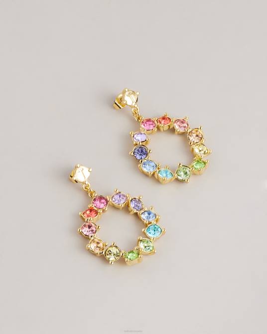 Ted Baker mujer 2ZFP1150 joyas aretes colgantes tipo argolla con cristales crissty multicolor