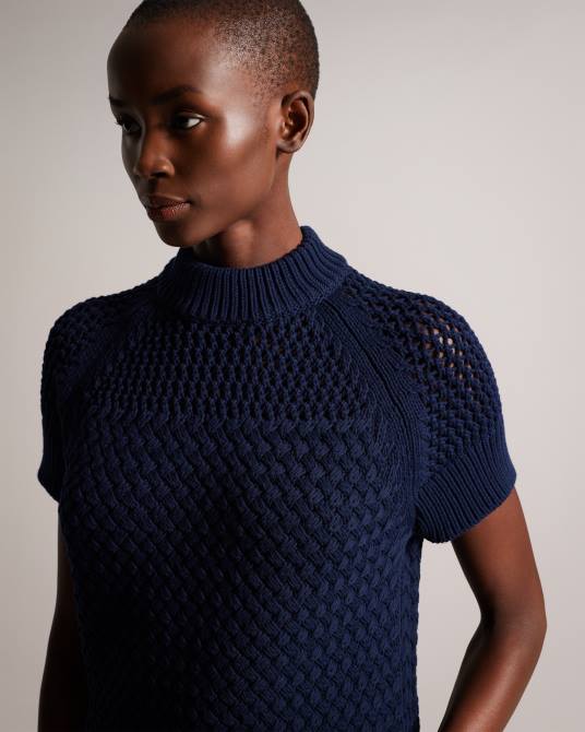 Ted Baker mujer 2ZFP276 ropa camiseta sin mangas con punto de cesta de stena azul oscuro