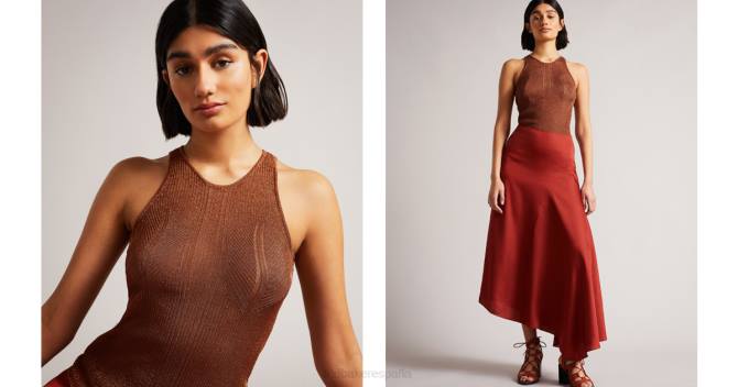 Ted Baker mujer 2ZFP363 ropa camiseta sin mangas de punto felissa metalizada marrón