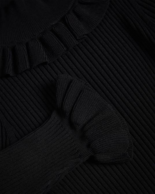 Ted Baker mujer 2ZFP393 ropa top ajustado katella con detalle de volante en el cuello negro