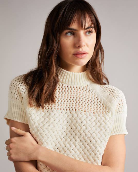 Ted Baker mujer 2ZFP400 ropa camiseta sin mangas con punto de cesta de stena blanco