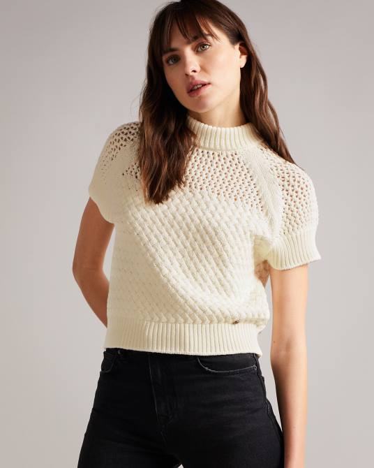 Ted Baker mujer 2ZFP400 ropa camiseta sin mangas con punto de cesta de stena blanco