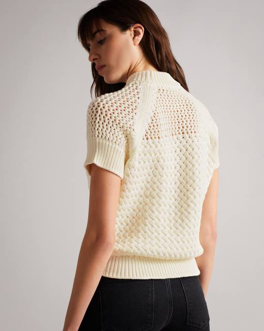 Ted Baker mujer 2ZFP400 ropa camiseta sin mangas con punto de cesta de stena blanco