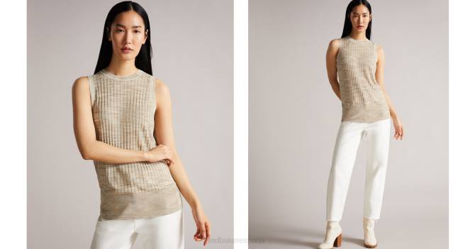 Ted Baker mujer 2ZFP407 ropa tanque de costilla de rayón kcate natural