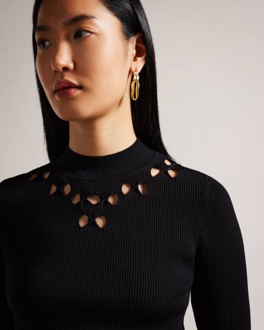 Ted Baker mujer 2ZFP410 ropa top ajustado de punto de canalé emiiaa negro