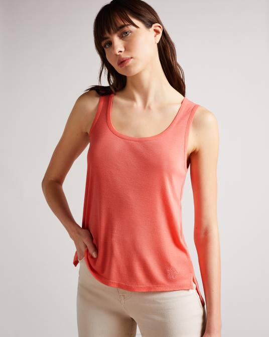 Ted Baker mujer 2ZFP420 ropa camiseta sin mangas de jersey de ajuste fácil derien coral