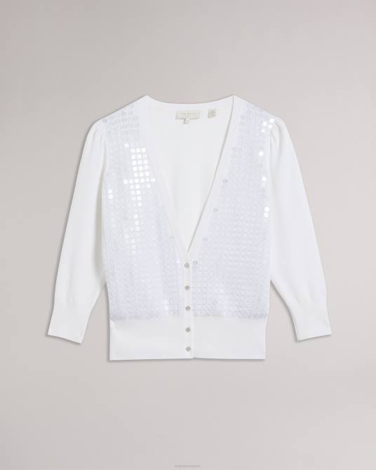 Ted Baker mujer 2ZFP156 ropa cárdigan tejido con detalle de lentejuelas Baliner blanco