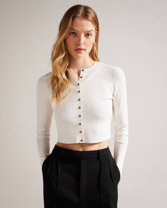 Ted Baker mujer 2ZFP349 ropa cárdigan corto camilda de rayón blanco