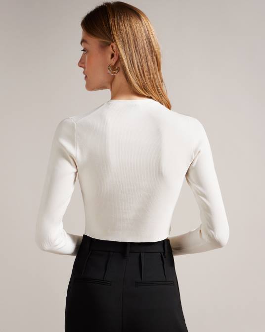 Ted Baker mujer 2ZFP349 ropa cárdigan corto camilda de rayón blanco