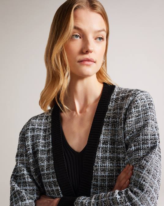 Ted Baker mujer 2ZFP448 ropa cárdigan de corte sencillo a cuadros carmein Marfil