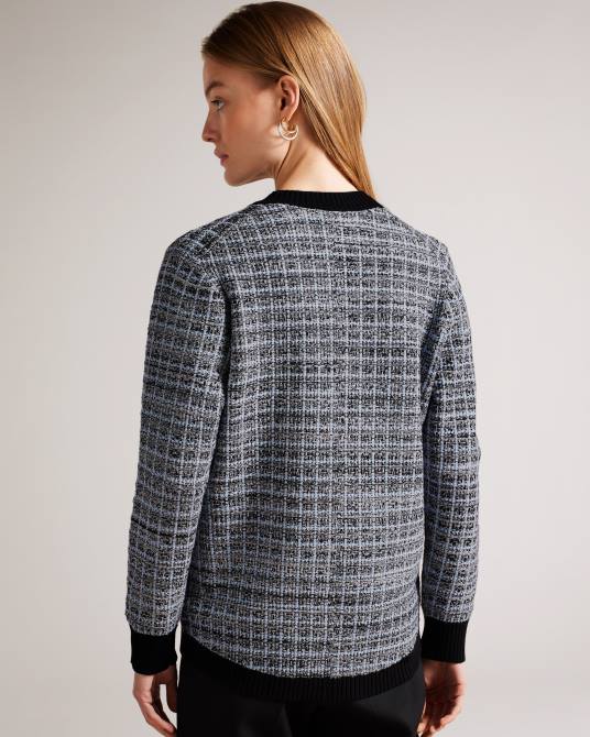 Ted Baker mujer 2ZFP448 ropa cárdigan de corte sencillo a cuadros carmein Marfil