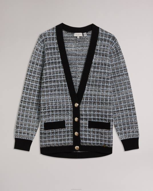 Ted Baker mujer 2ZFP448 ropa cárdigan de corte sencillo a cuadros carmein Marfil