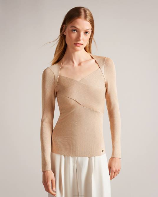 Ted Baker mujer 2ZFP110 ropa top de punto cruzado de corte slim eloisy Rosado oscuro