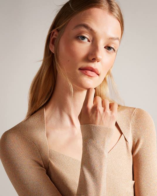 Ted Baker mujer 2ZFP110 ropa top de punto cruzado de corte slim eloisy Rosado oscuro